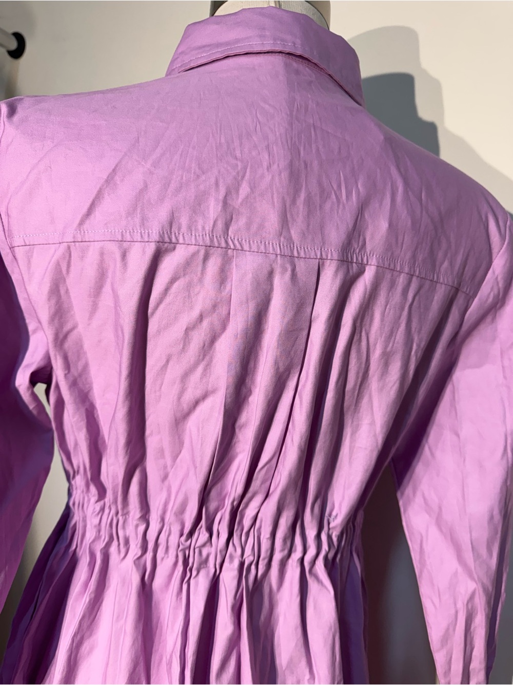 Lavender Button-Front Shirt Dress Cotton Xs - Picture 5 of 12